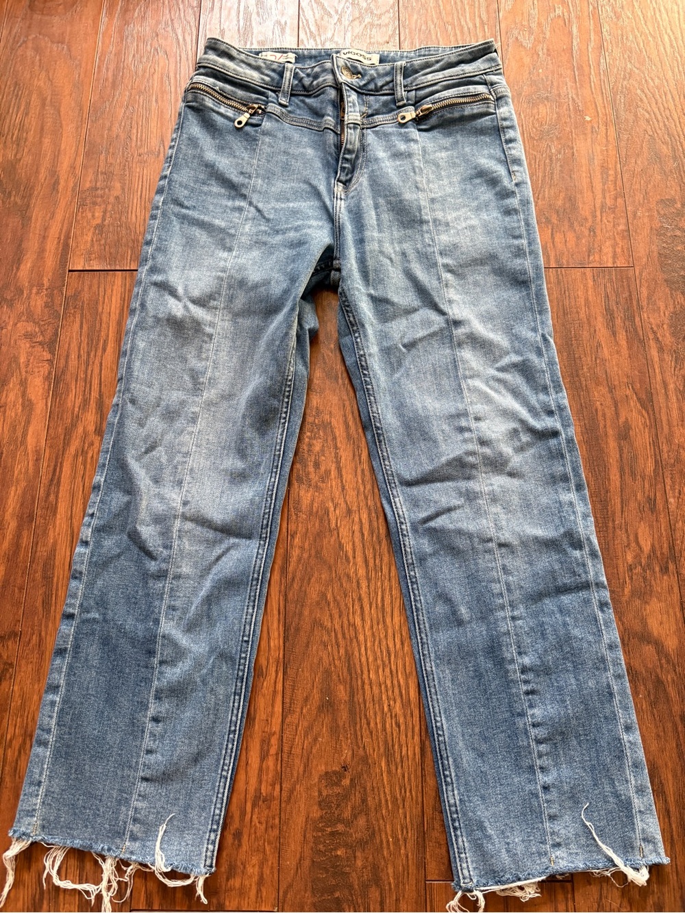 Vigoss Distressed Light Blue Cropped Straight Jeans